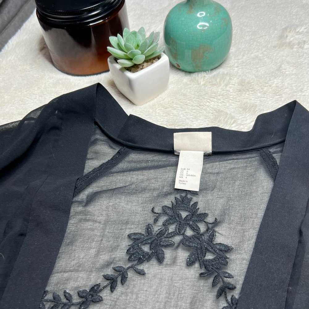 H&M | Black Sheer Coverup with Lace Detail